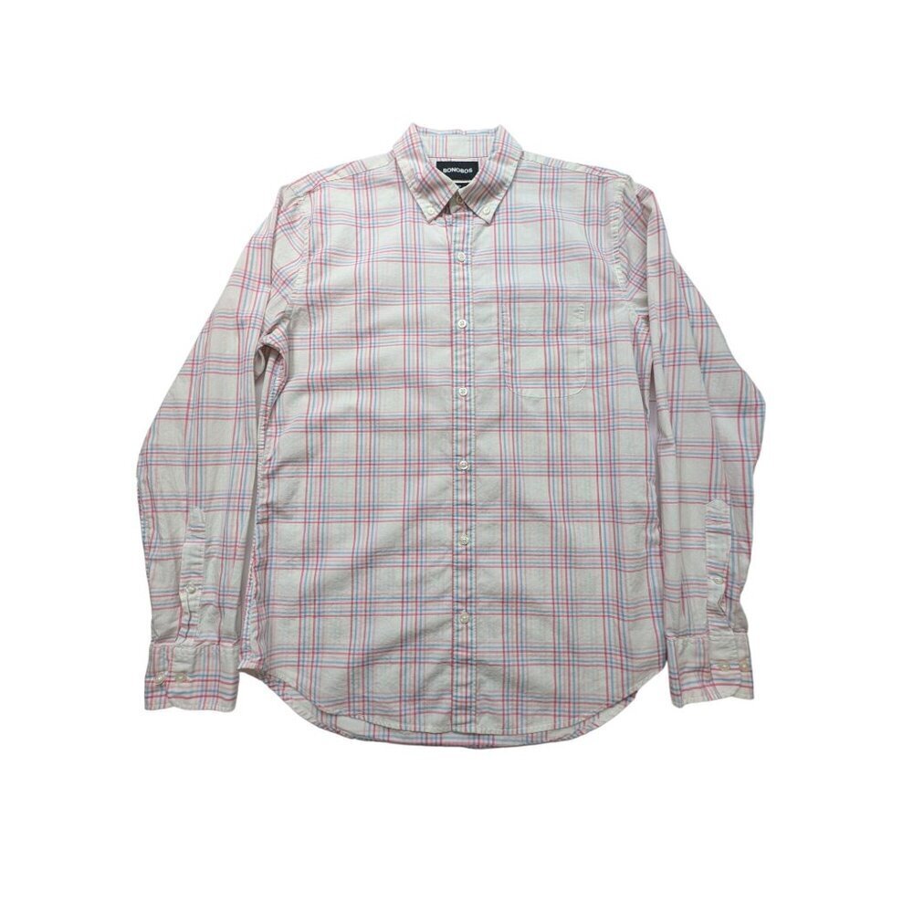 Bonobos Plaid Button-Down Shirt Mens Medium 100% Cotton Preppy Slim Business